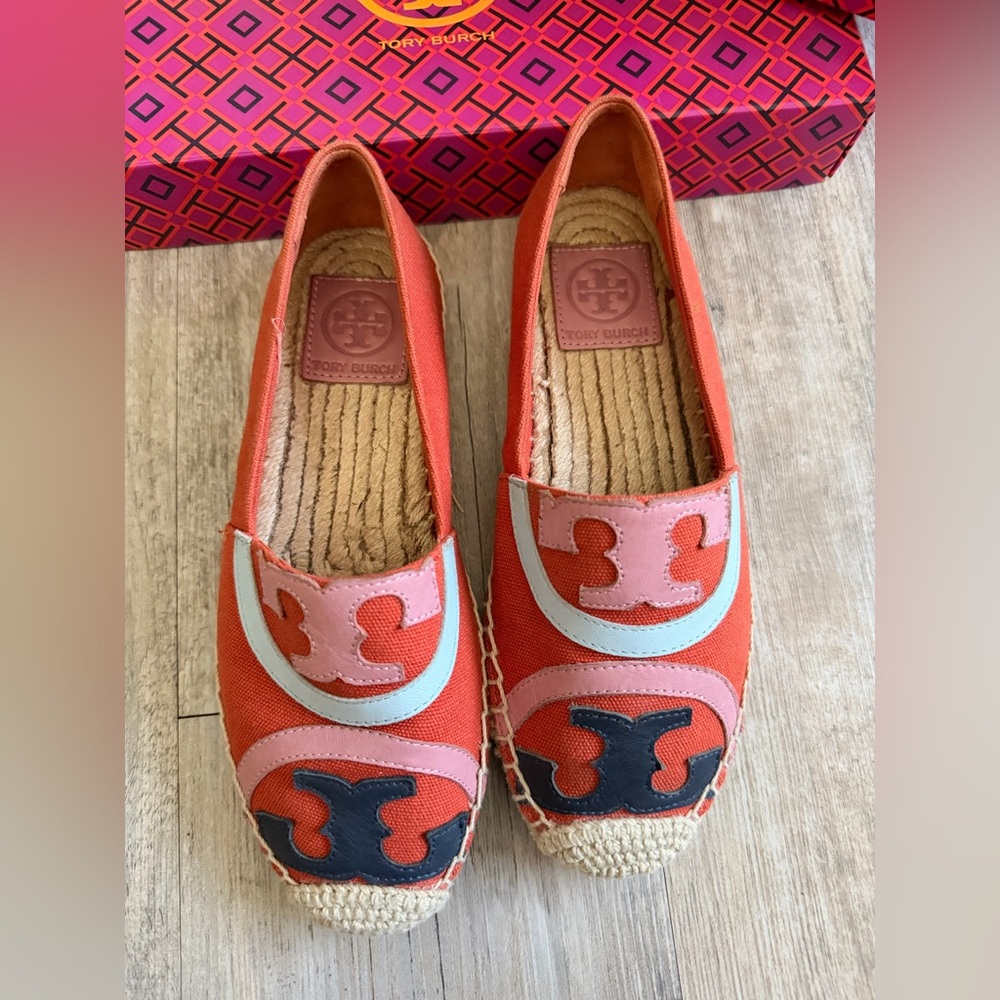 Tory Burch Orange and Black Espadrilles